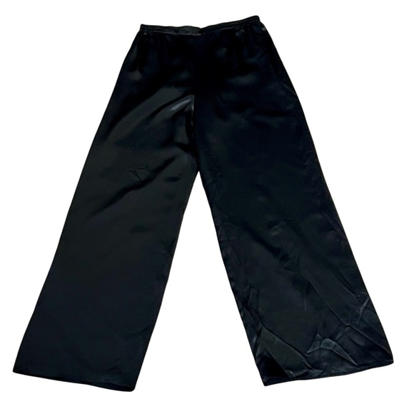 Adrianna Pappel Black Silk Wide-Leg Pant Elastic Waist Classic Evening 14 XL - Picture 4 of 13